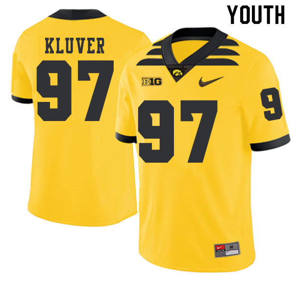 2019 Youth #97 Tyler Kluver Iowa Hawkeyes College Football Alternate Jerseys Sale-Gold - Click Image to Close